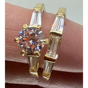 Silver 925 Round & Baguette Cut CZ 2.00TCW Wedding Set Size 8 6.84 Grams